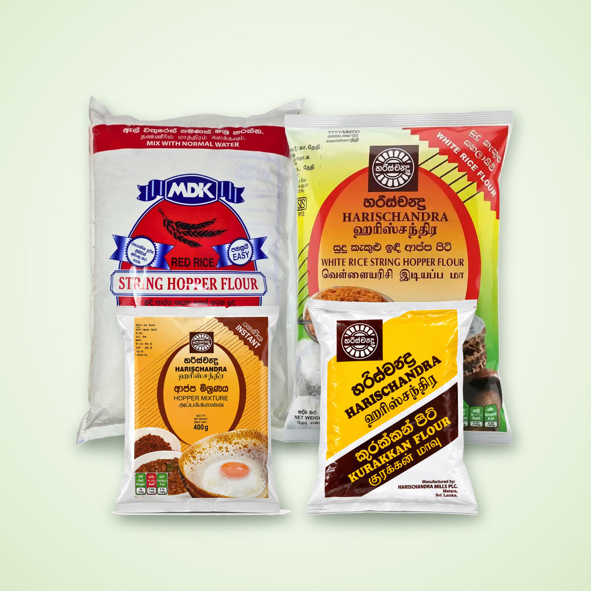 String hopper flour, hopper mix and kurakkan flour from MDK and Harischandra