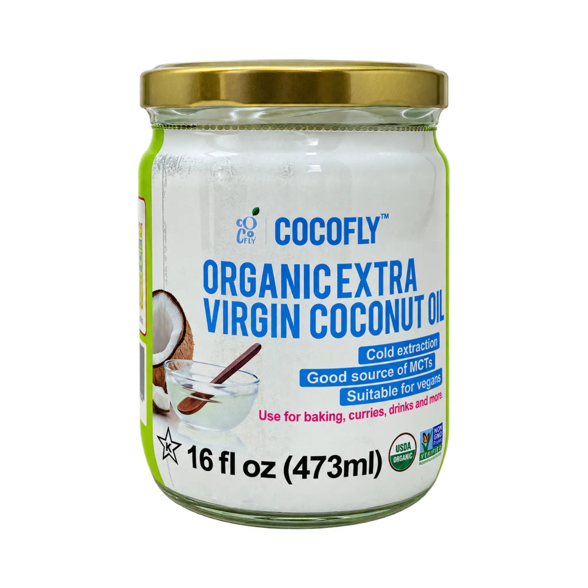 COCOFLY Organic Extra Virgin Coconut Oil Jar, 473ml