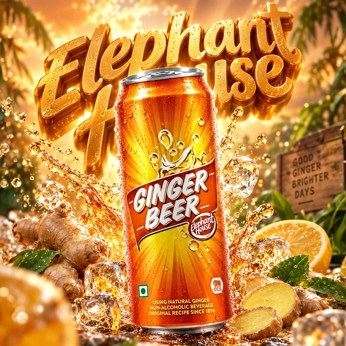 ELEPHANT HOUSE Ginger Beer In Can, 330ml — ELEPHANT HOUSE Sri Lankan grocery, front of pack