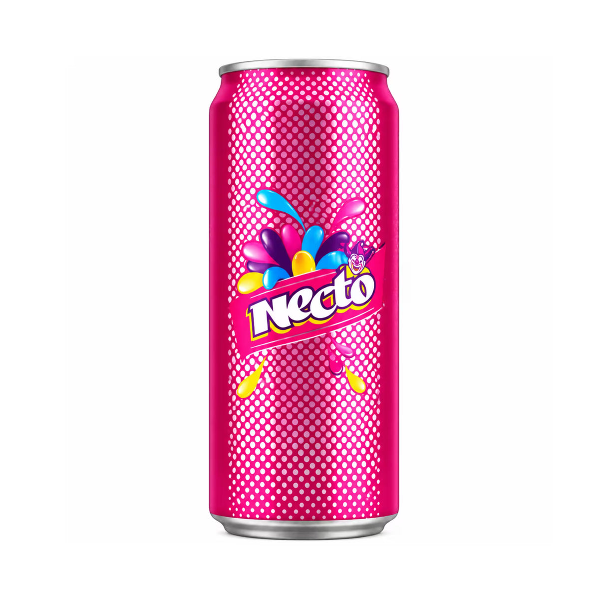 Elephant House Necto 330 ml can, bright pink raspberry-flavoured Sri Lankan soft drink