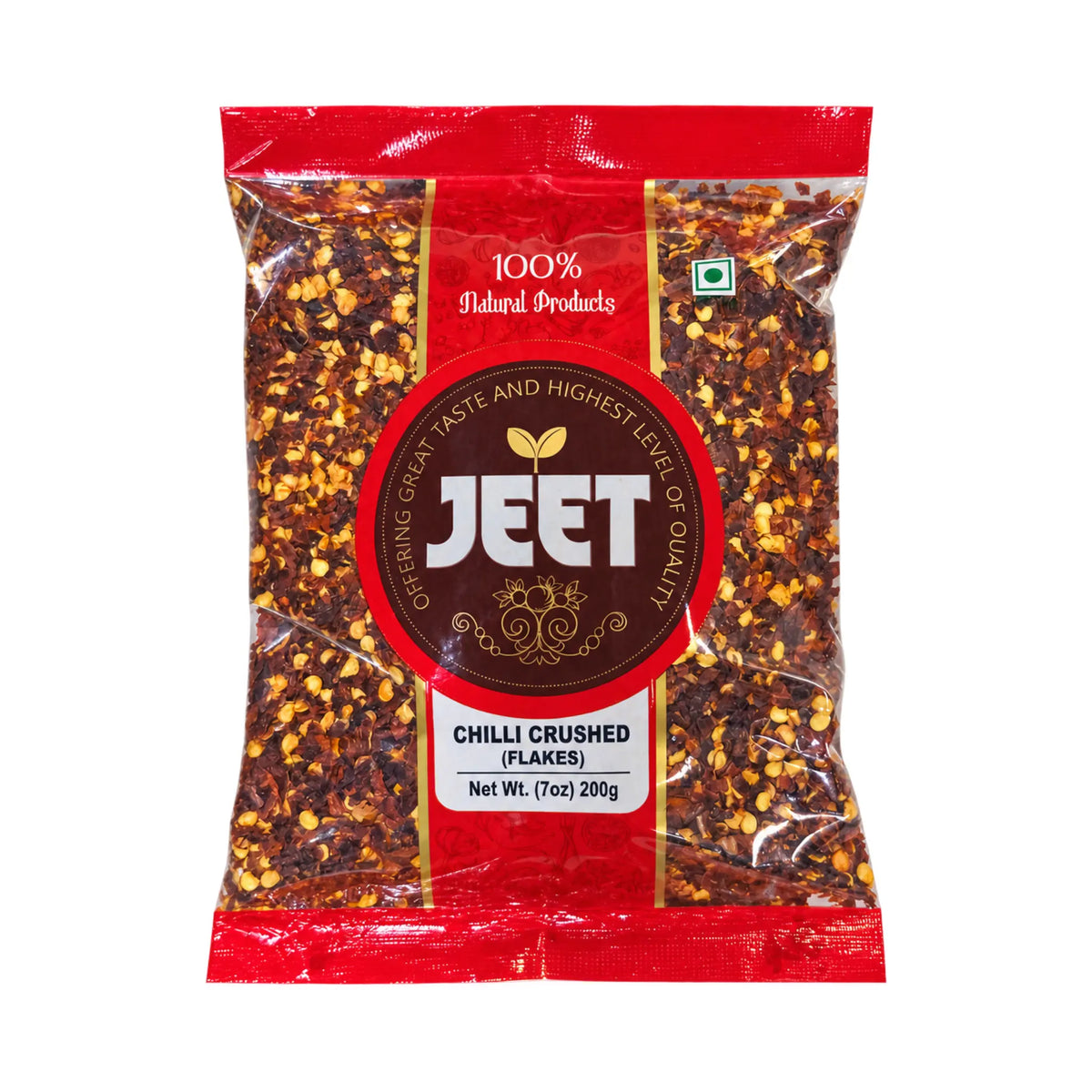 JEET Crushed Chilli Flakes 200 g (7 oz) pouch, front