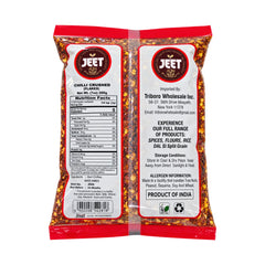 JEET Chilli Crushed (Flakes) pouch back with Nutrition Facts, ingredients and importer details