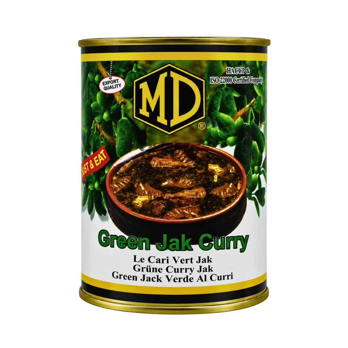 MD Green Jak Curry 520 g can, ready-to-eat Sri Lankan green jackfruit (polos) curry, front label