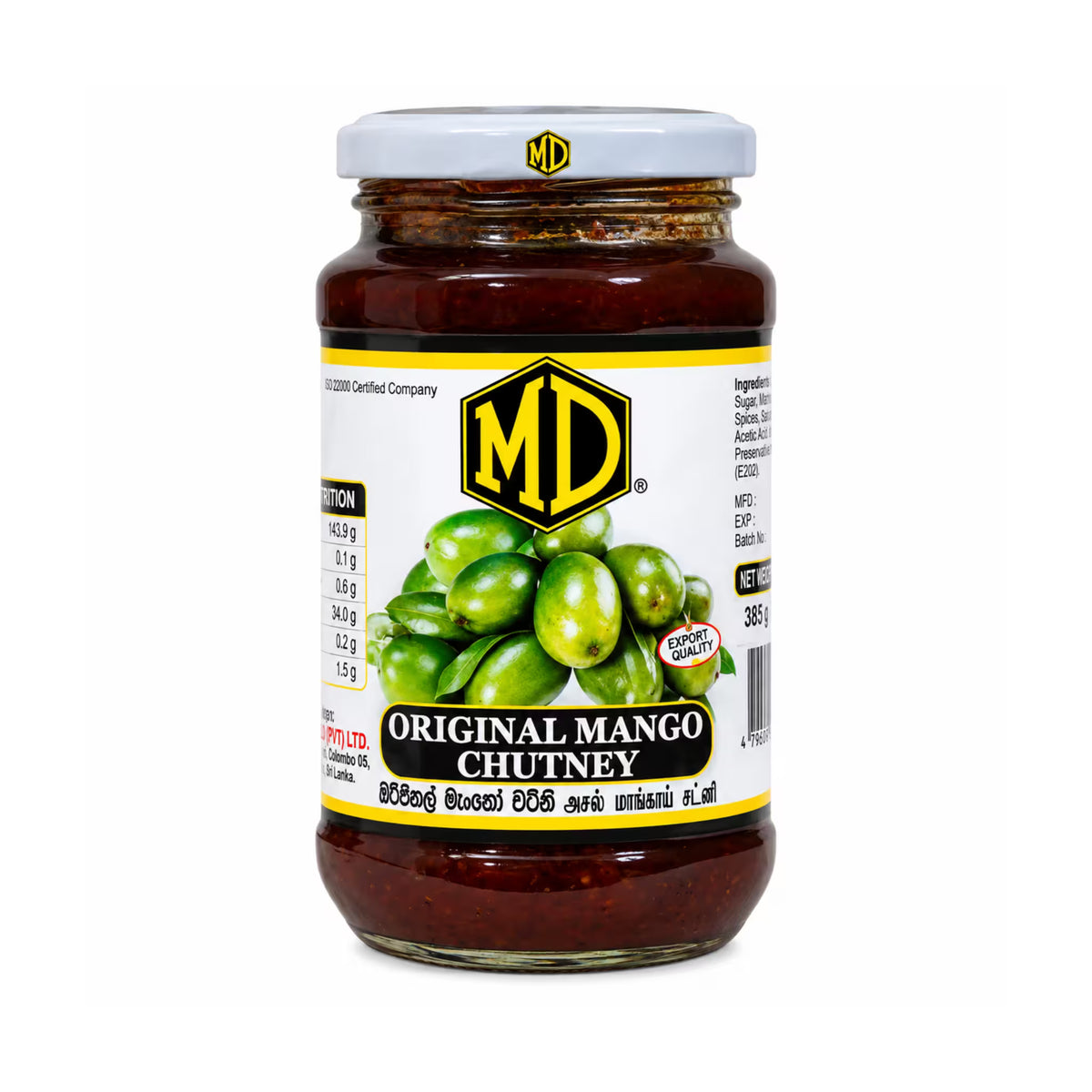 MD Mango Chutney, 460g — MD Sri Lankan grocery, front of jar