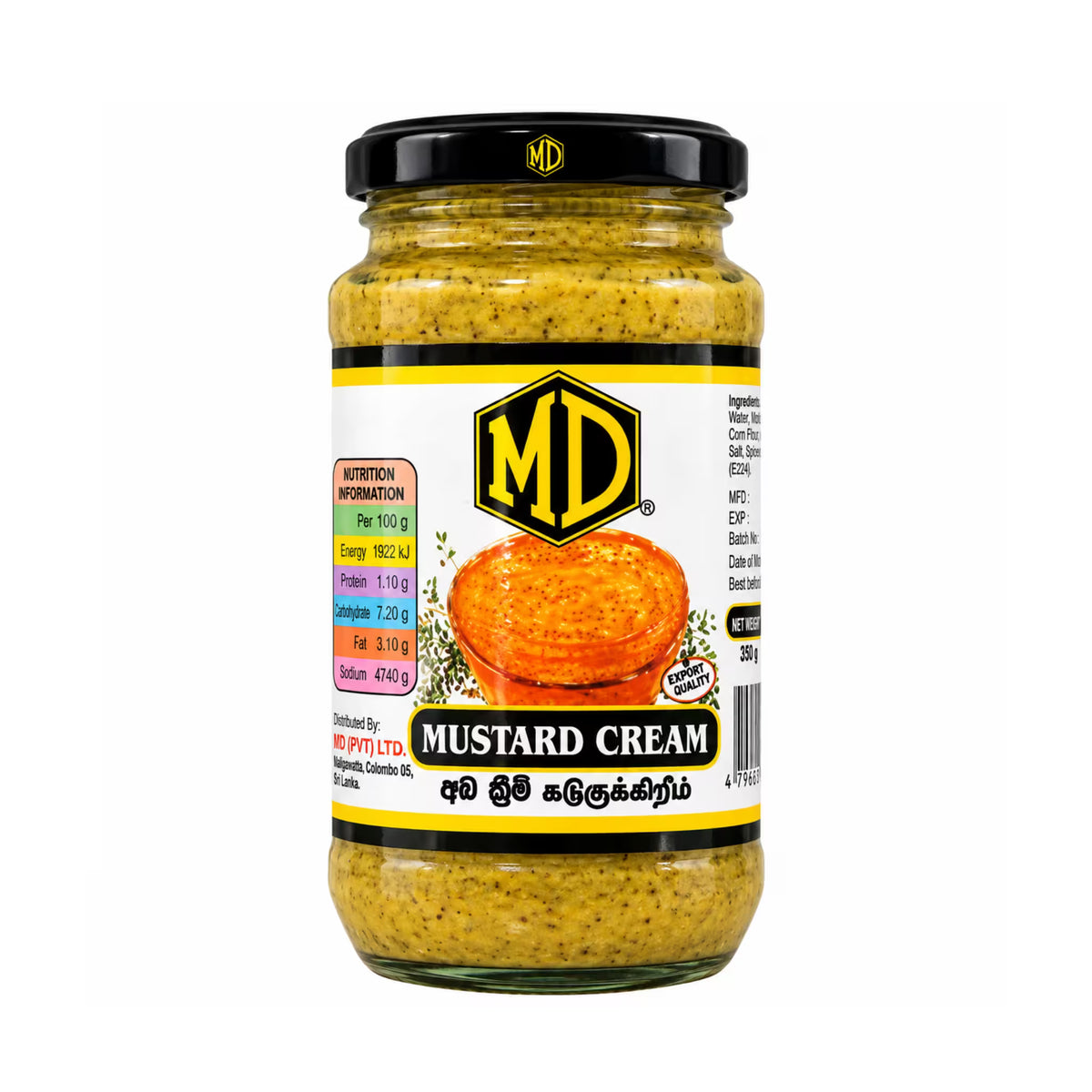 MD Mustard Cream, 360g — MD Sri Lankan grocery, front of jar