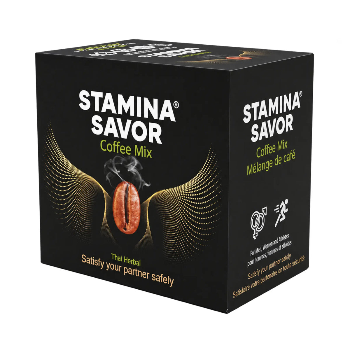 Stamina Savor Thai Herbal Coffee Mix box, front and side