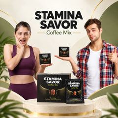 Stamina Savor Coffee Mix box and sachet