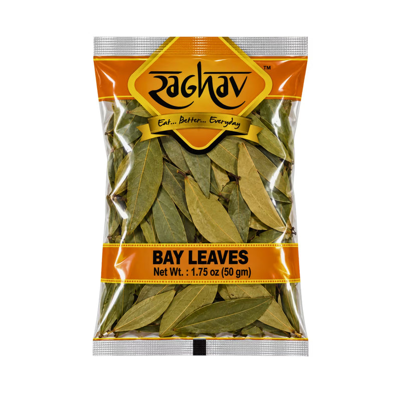 RAGHAV Bay Leaves 50 g pouch — front of pack