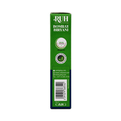 RUH Bombay Biryani Seasoning Mix box side with halal and vegetarian marks and barcode