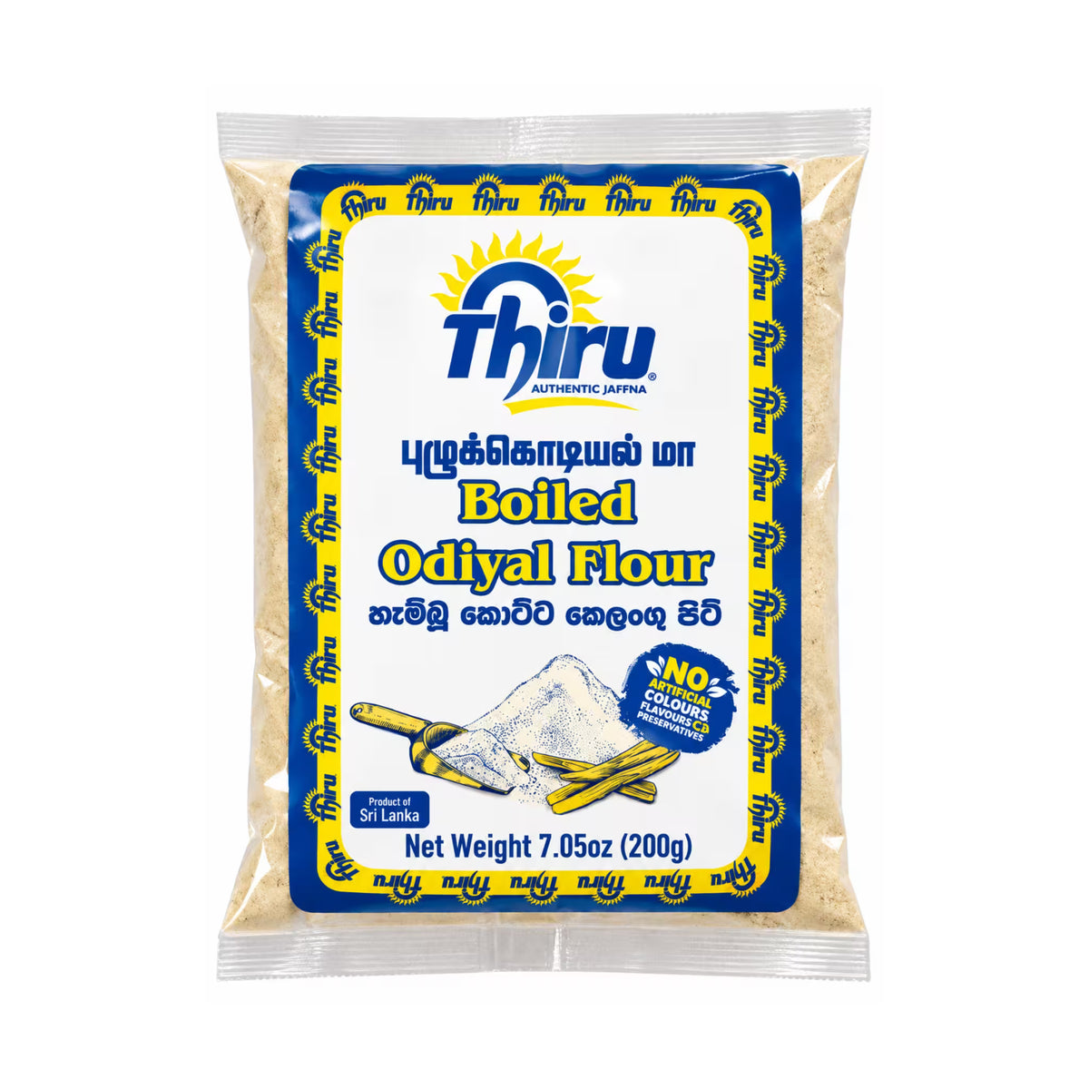 Thiru Boiled Odiyal Flour 200 g bag, front label