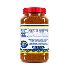 Thiru Jaffna Style Curry Powder jar, back label with ingredients and nutrition facts