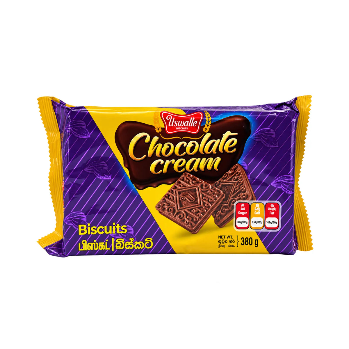 Uswatte Chocolate Cream sandwich biscuits 380g pack